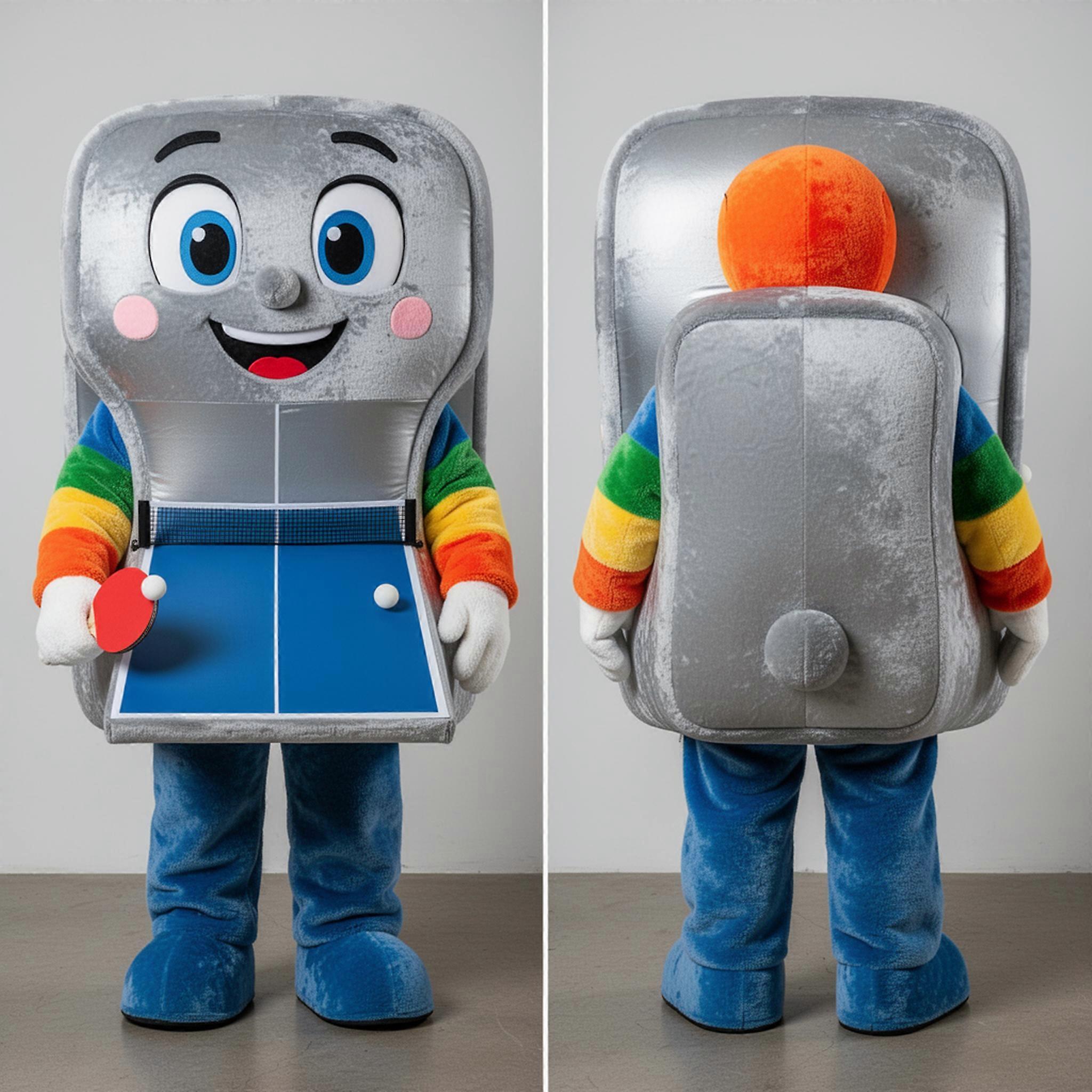 MASTICOT Silver White Playful Ping Pong Table Mascot