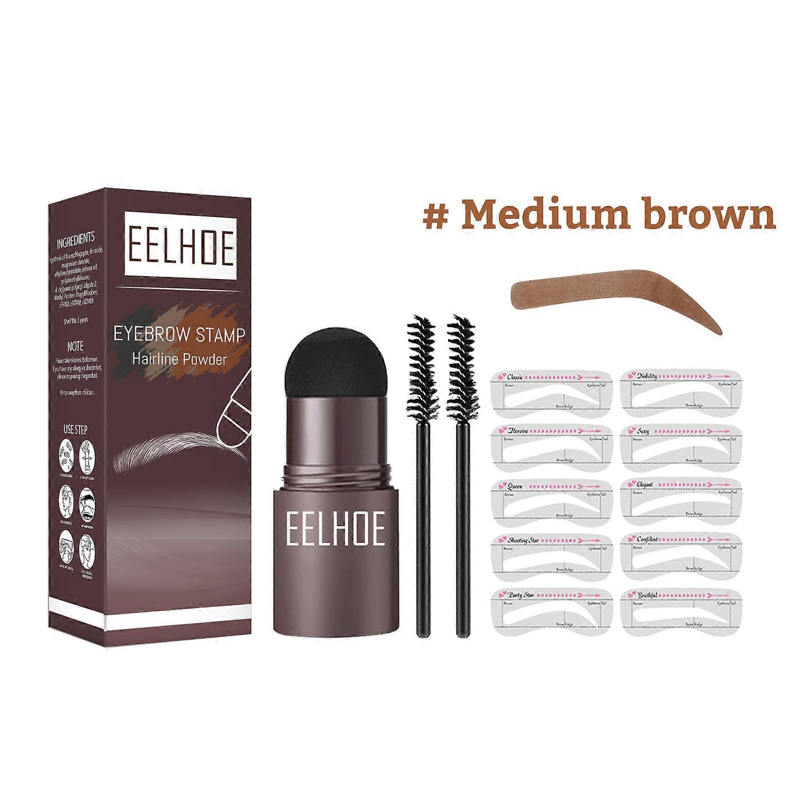 2pcs Eyebrow Stamp Mold Set, Medium Brown, for Lazy Makeup