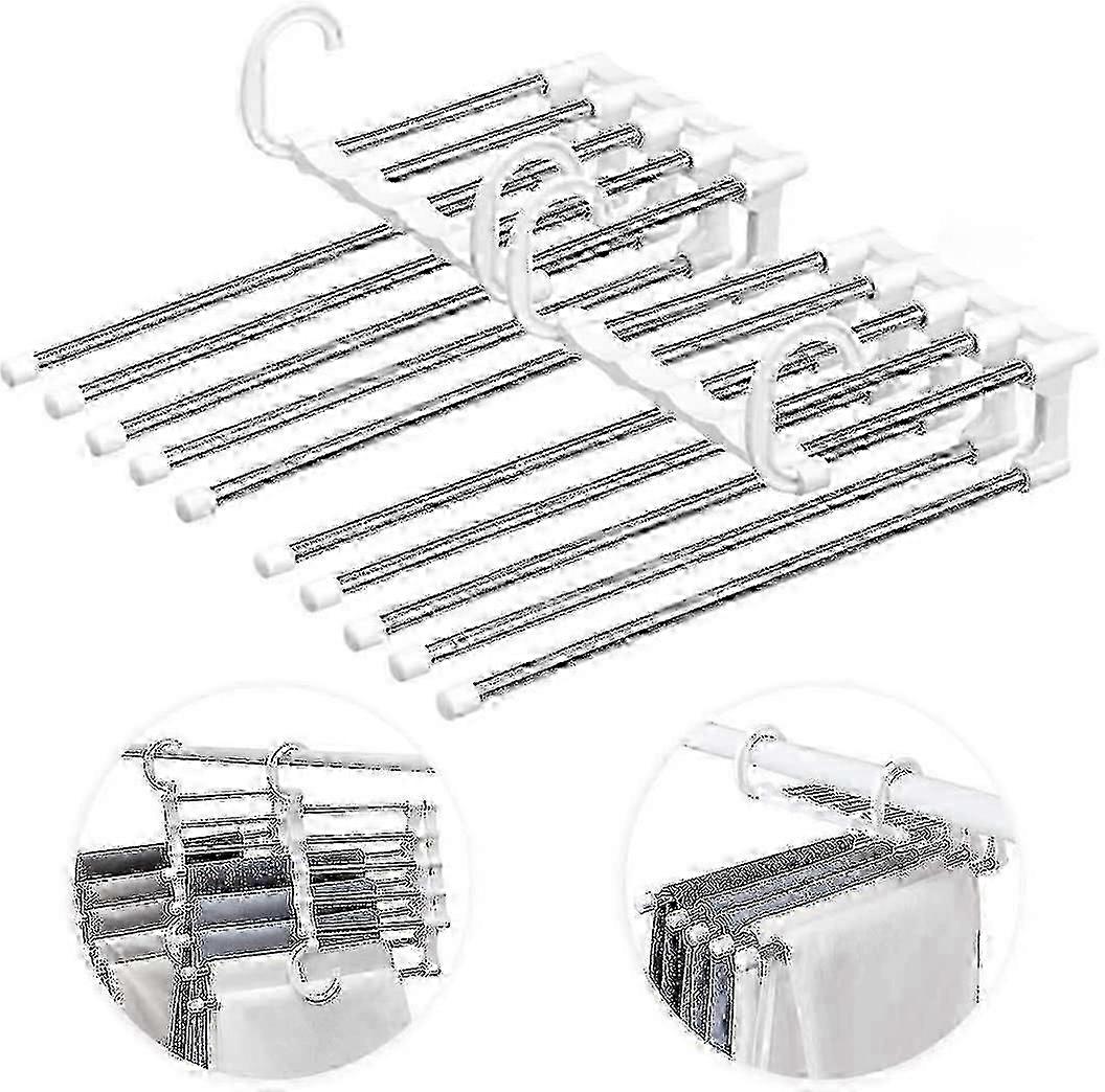 2 Pcs Trouser Hanger Space-saving, Stainless Steel Extendable