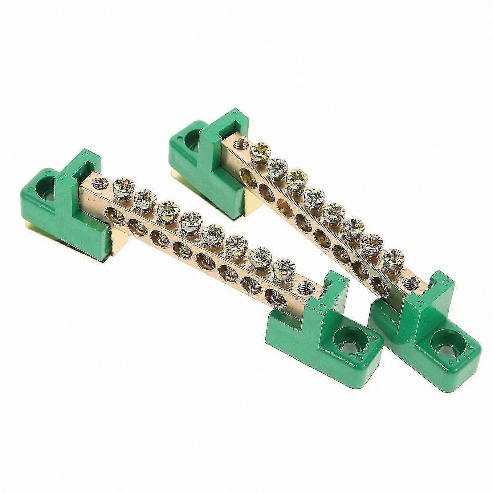 2-Pack Grounding Bars with 8 Terminals for Electrical Ground Bus Systems