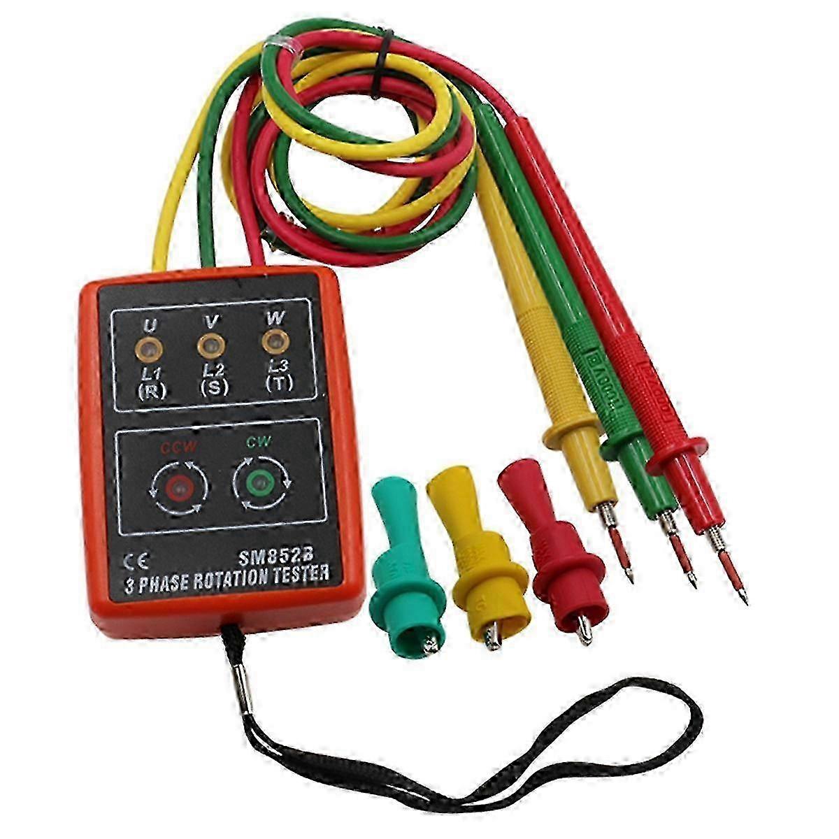 AC Three Phase Rotation Indicator Meter 60V 600V with LED Display Portable Phase Sequence Tester