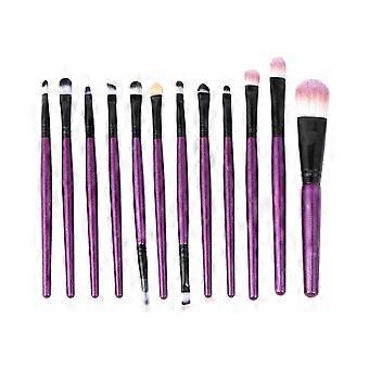 Makeup Brush for Woman Purple Wooden Handle Nylon Bristles Kit 36Pcs