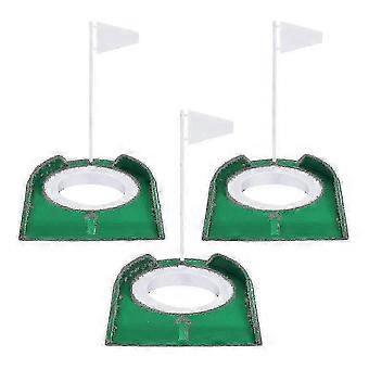 3 Pcs Golf Putting Cup Golf Hole Training Aids Golf Accessories Golf Training Putters With Plastic Flag Green + White 26-27s