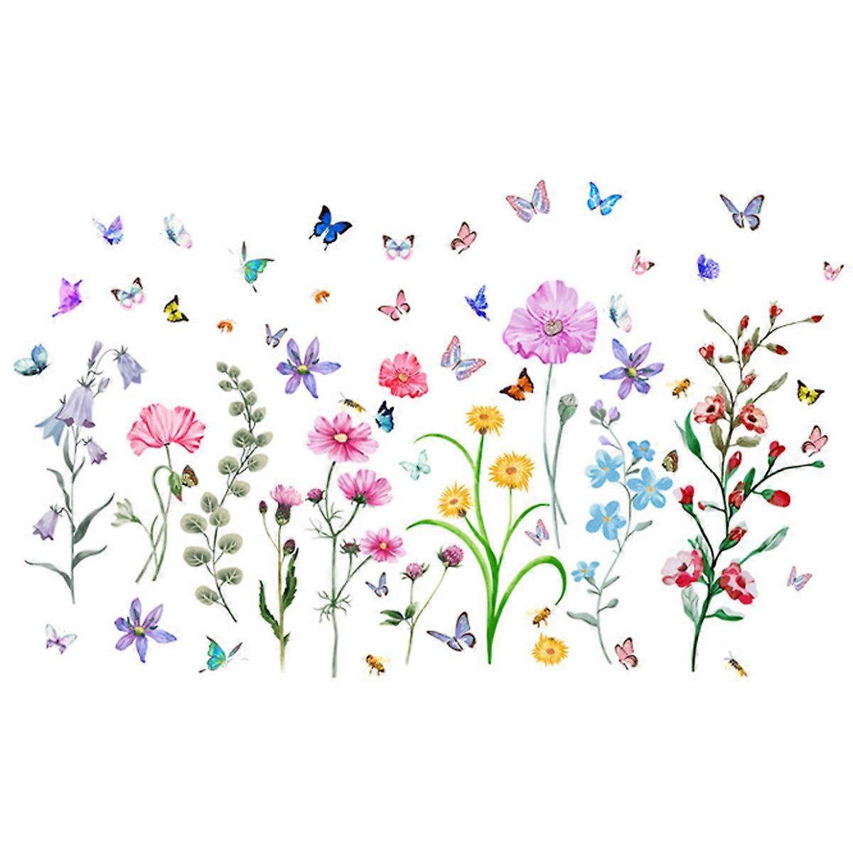 Waterproof Floral Wall Decals Removable Eco-Friendly
