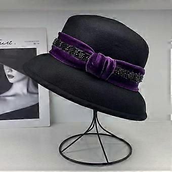 High-end wool top hats for women, elegant socialite wool bowl hats for autumn and winter, outing felt hats, fisherman hats, bucket hats