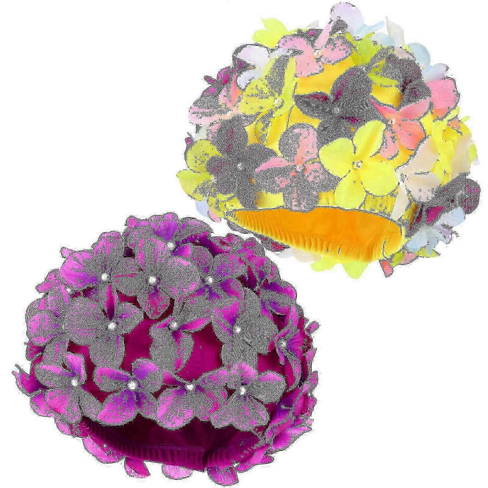 Elastisk badehette 2 stk. blomsterdesign dame pustende badehette