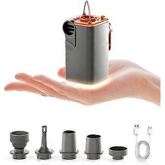 Electric Air Pump for Inflatables, Portable Air Mattress Pump, Rechargeable Mini Vacuum Pump with Camping Light and 5 Nozzlesa