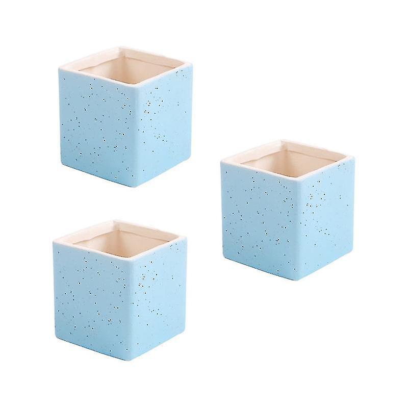 8X8cm Random Color Pots & Planters 3pcs Succulent Container Square Shaped Flowerpot Ceramic Planting