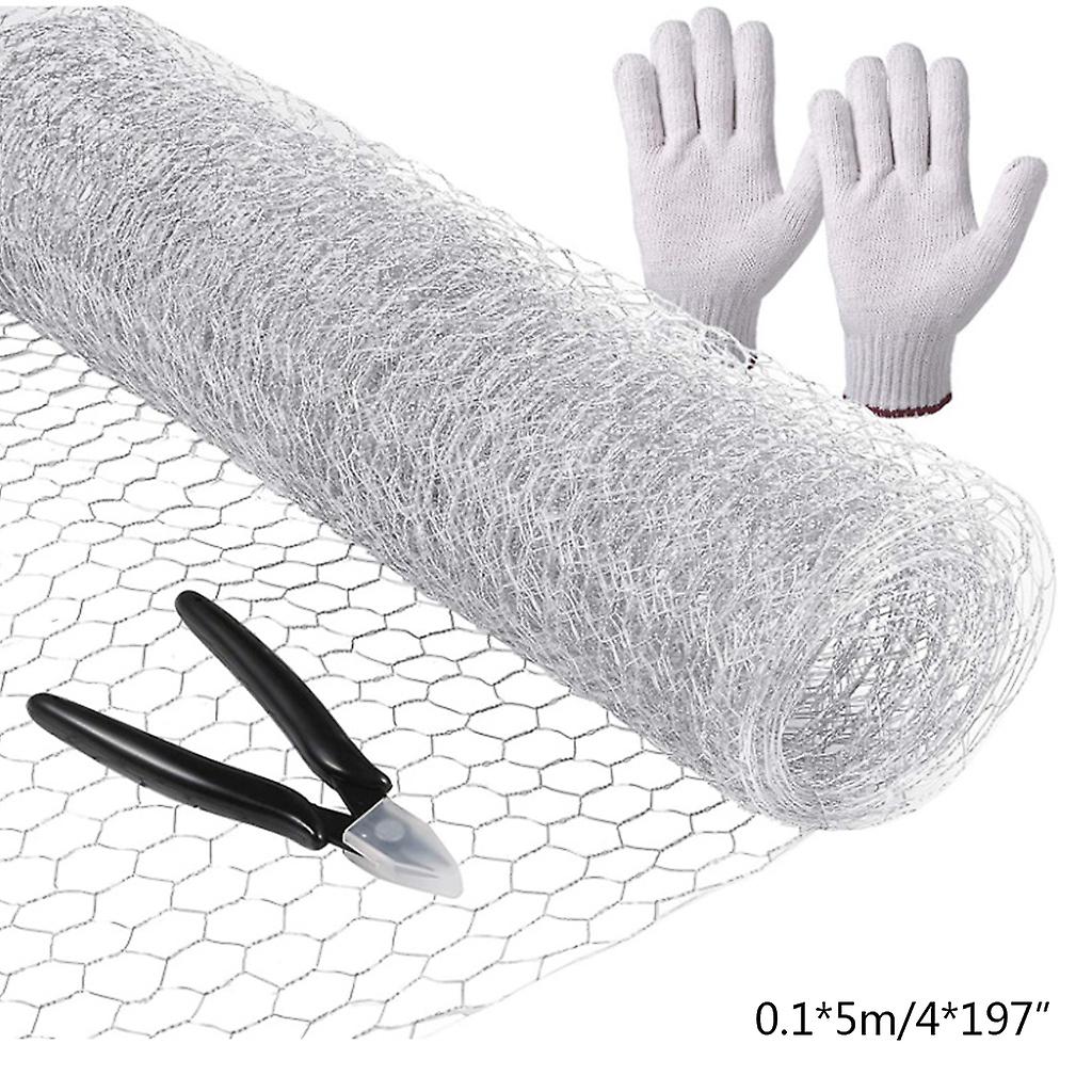 Chicken Wire Net for Craft Projects Lightweight Galvanized Hexagonal Wire Mesh with Mini Wire Cutting Pliers Protective Gloves