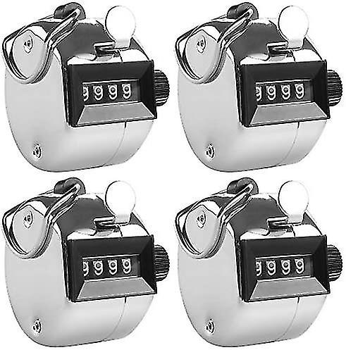 4 Digit Hand Tally Counters, 4 Pack Mechanical Lap Tracker Manual Clicker With Metal Finger Ring