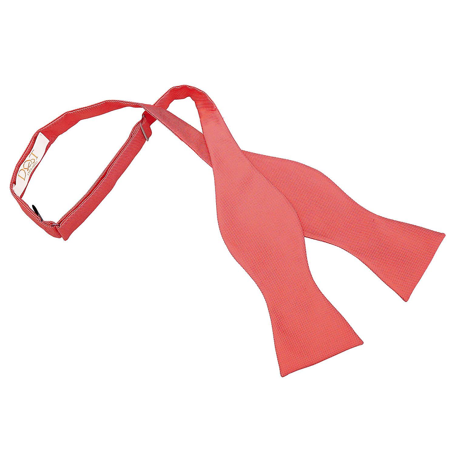 Coral Solid Check Self-Tie Bow Tie
