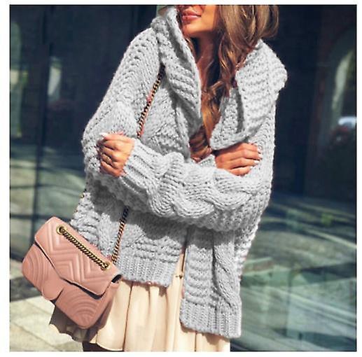 2023 Vinterfrakk Motetrend for kvinner Solid Color Topp Utendørs hette Cardigan Genserjakke for kvinner