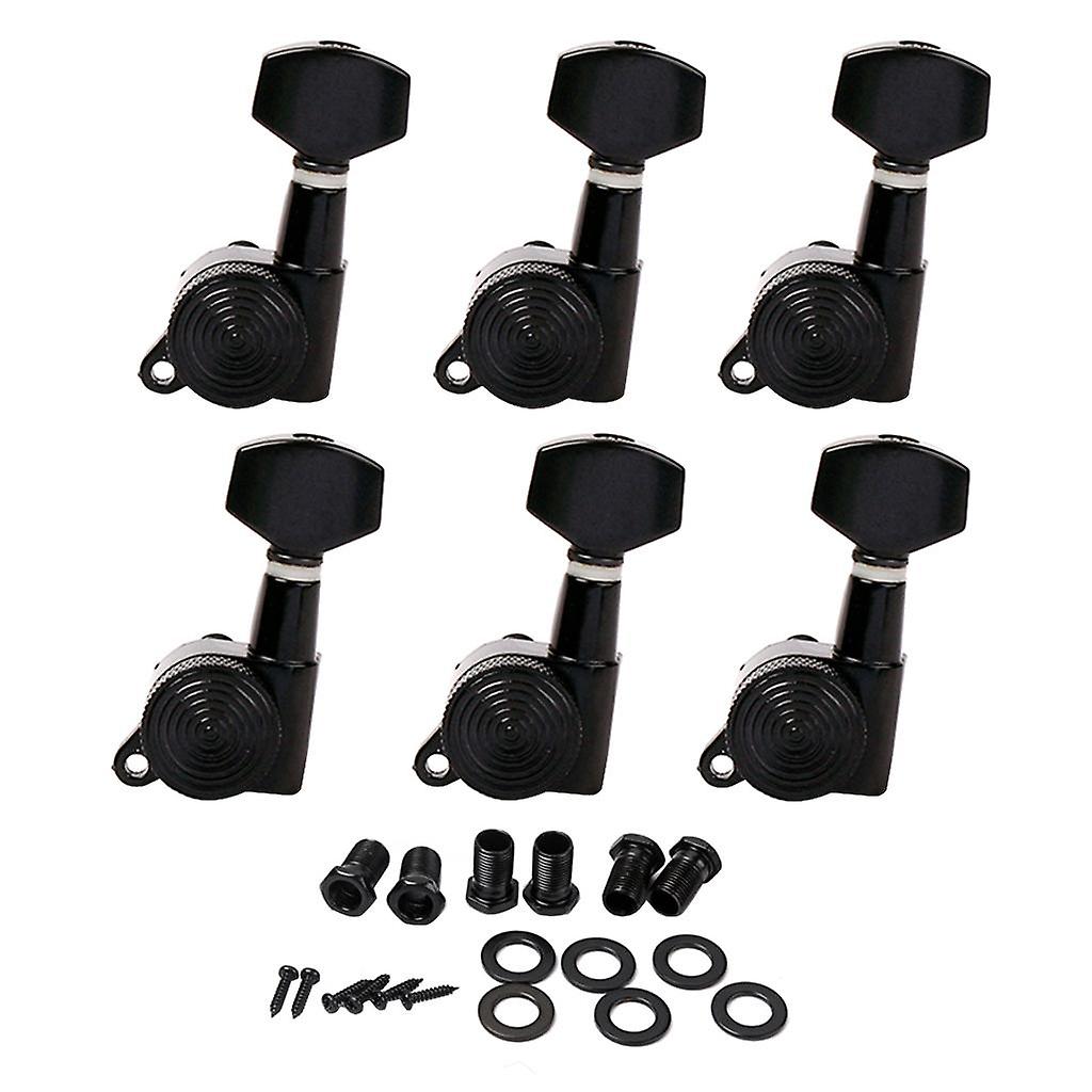 6L Locked String Guitar Tuning Pegs Tuner With Keys Small Handle Head Black