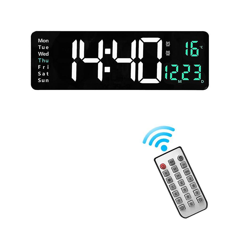 Wall-mounted Digital Wall Clock Remote Control Temp Date Week Display Off Memory Table Clock Alarms
