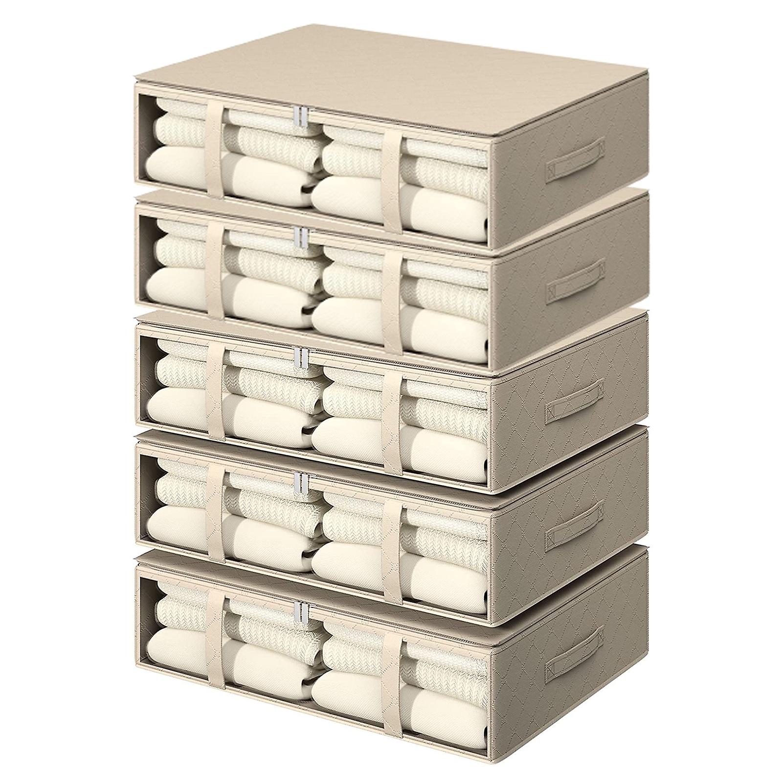 Under Bed Clothes Storage Bins Double Zipper Closure Storage Box For Beddings Comforters Pillows