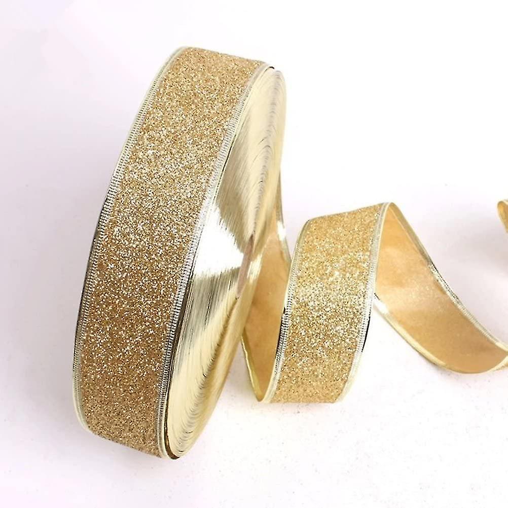 3pcs Glitter Ribbon For Christmas Tree Decor (gold)