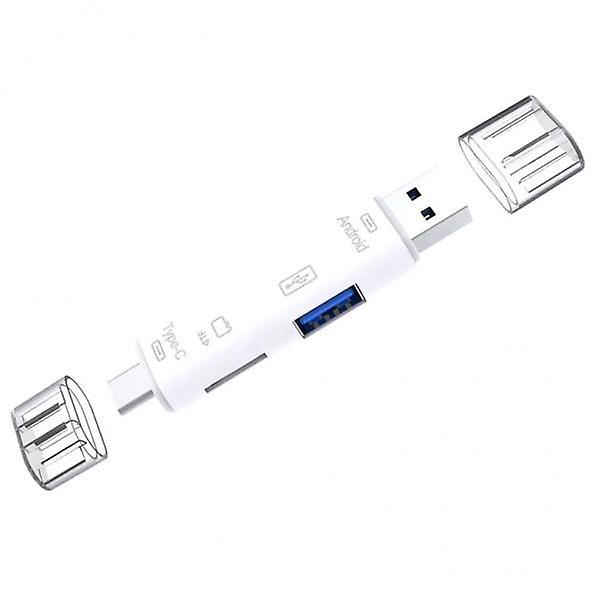4xUSB-C Type C/USB 3.1/Micro USB/OTG TF Card Reader for Phone Macbook white