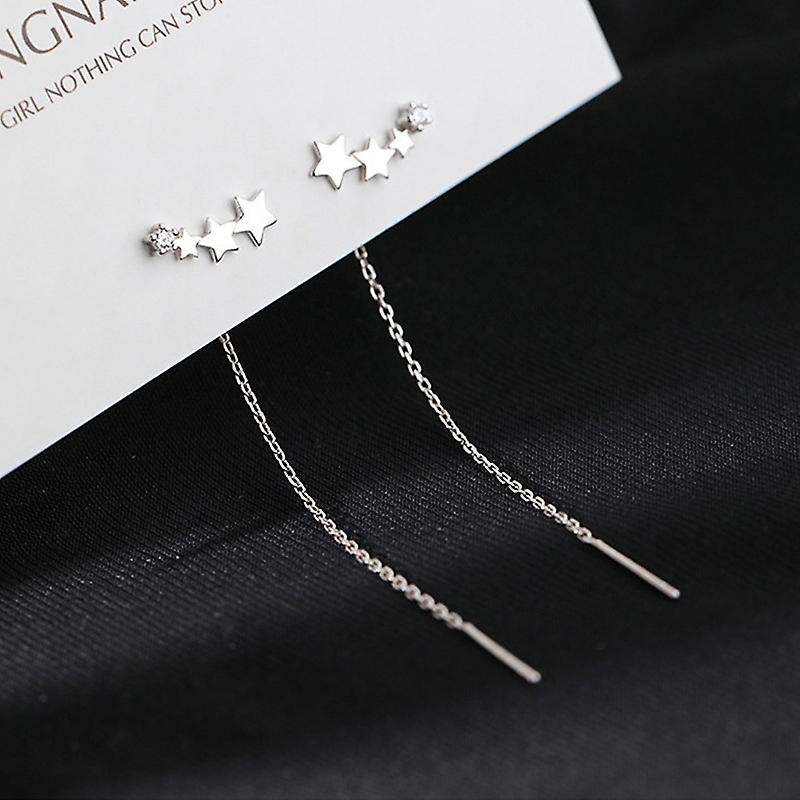 Women earring girl stud ear Drop Silver Asymmetric Big Dipper Exquisite Zircon Long Tassel Chain Dan