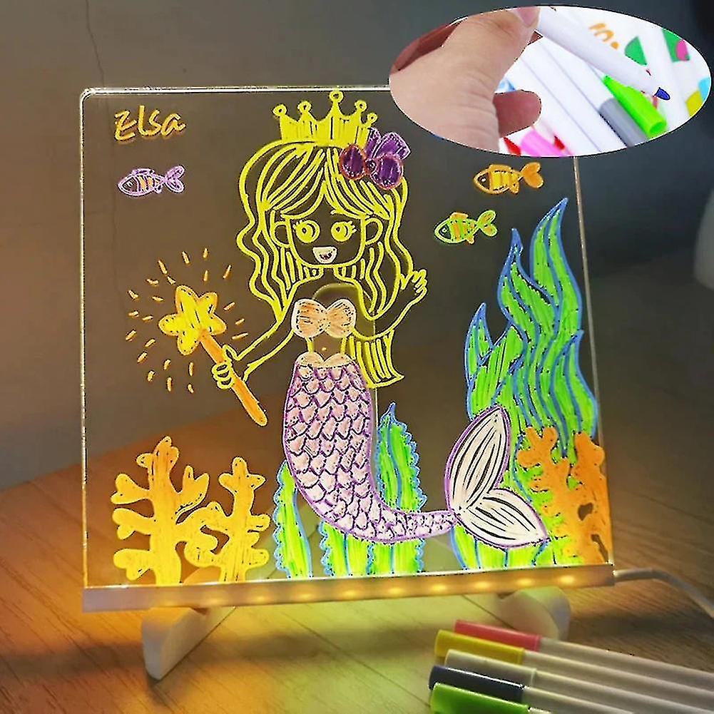 Led Note Board With Colors Transparent Acrylic Luminous Writing Board Hand-made Diy Children's Drawing Board With 7 Color Pen