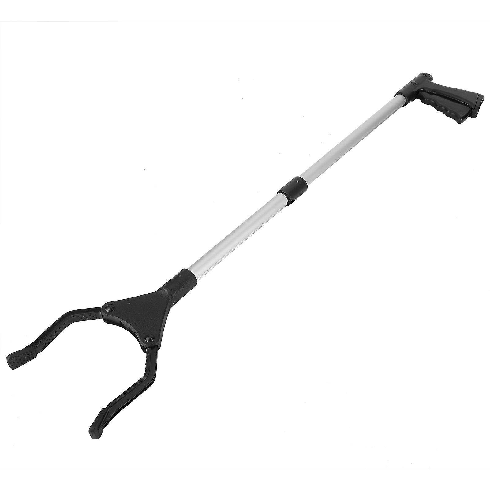 Multi-function folding trash tongs, long, pick-up tools, cleaning and sanitation supplies, black handle, silver tube