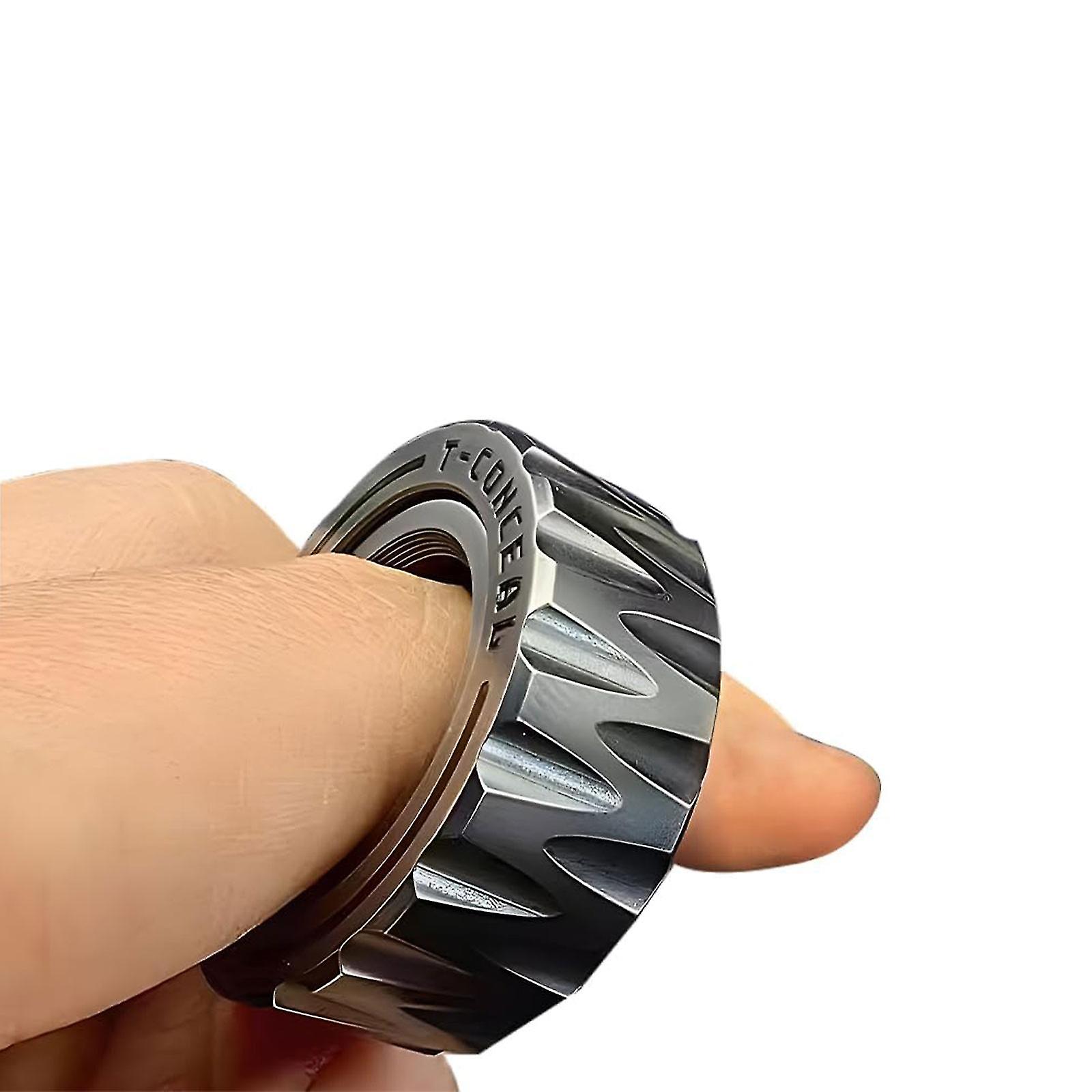 Dual Function Stainless Steel Motorcycle Tyre Fidget Ring, Fidget Spinner Toy