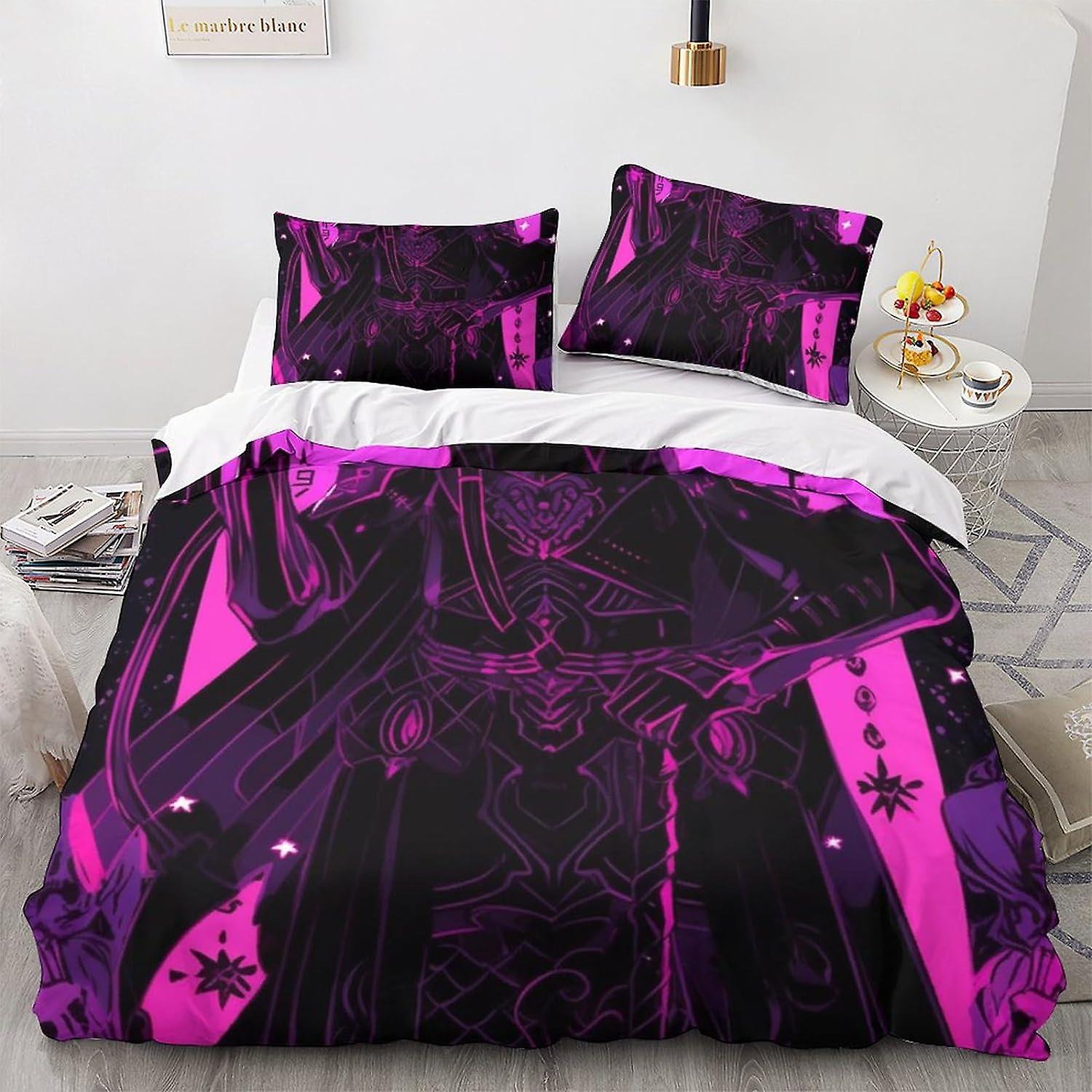 LikeEj 3D المطبوعة الخيال أنيمي ومانجا غطاء لحاف مع أكياس وسادات أنيمي مجموعة الفراش مع سحاب إغلاق لينة ستوكات غطاء لحاف مجموعة مزدوجة