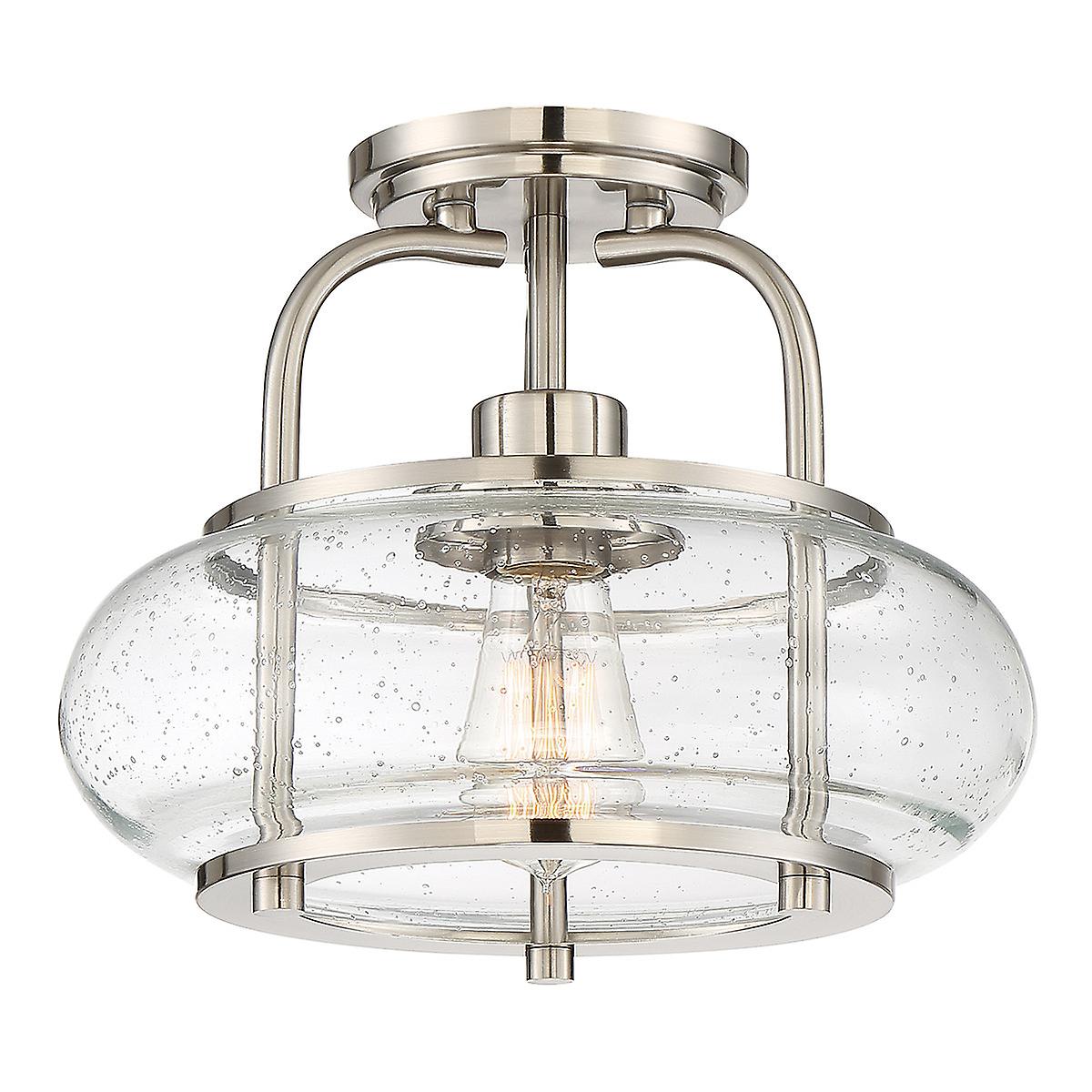 Elstead Trilogy 1 Light Semi-Flush Mount, Brushed Nickel, E27