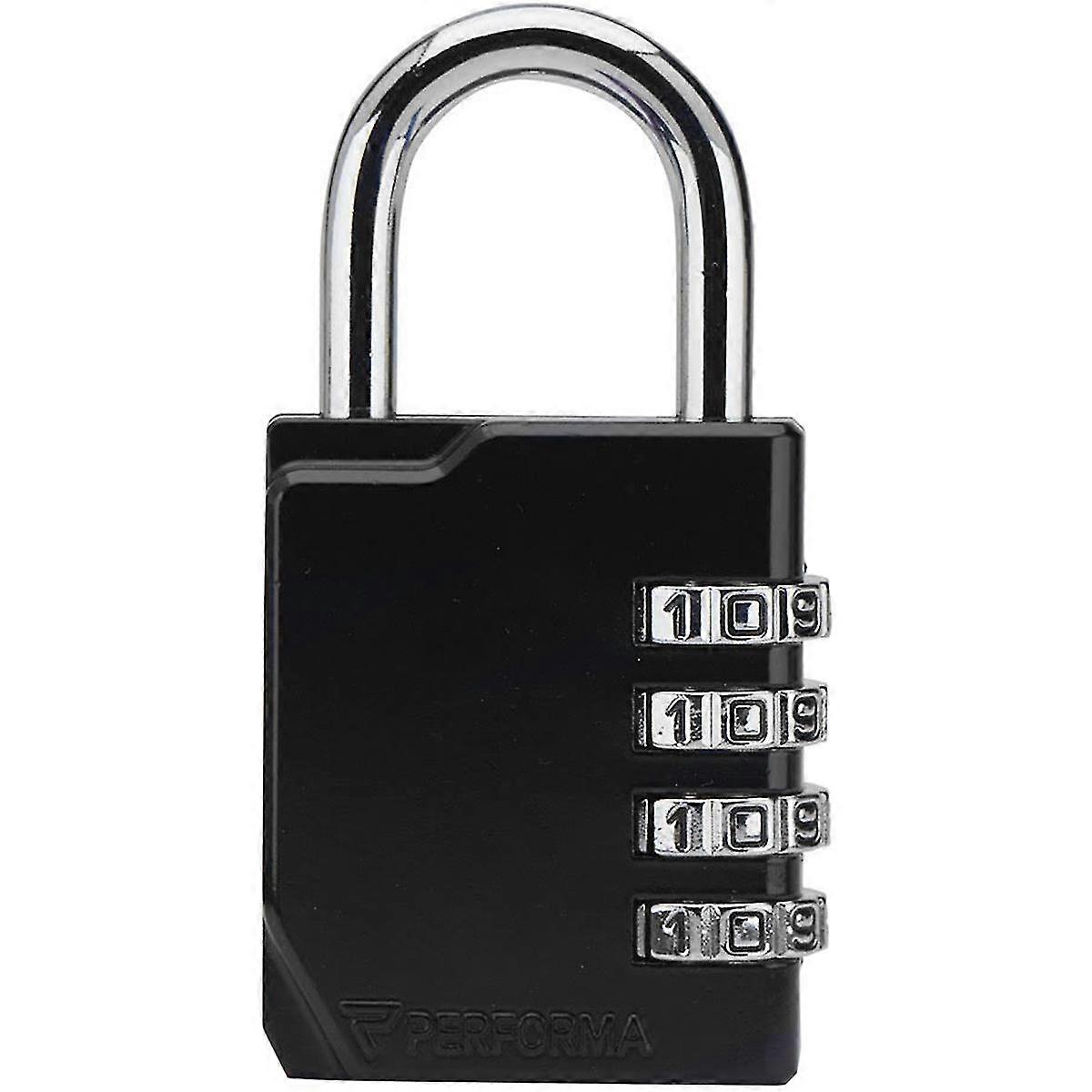Performa Ultra Premium Embossed 4-Dial Combination Gym Lock - Black/Black