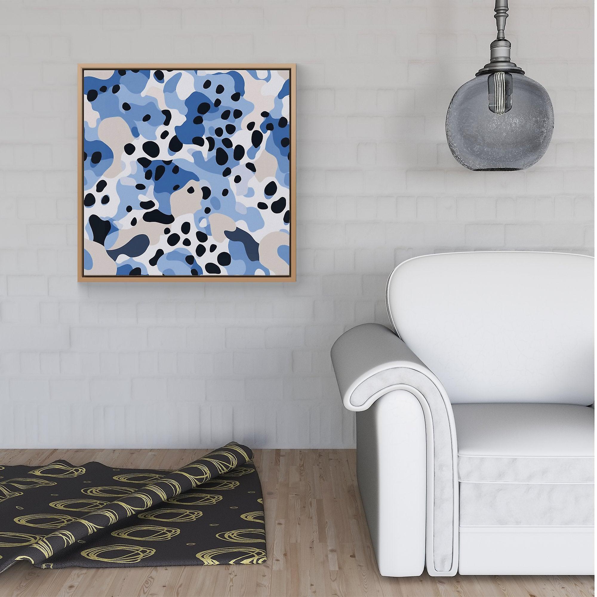 Blue Camouflage Pattern Framed Canvas