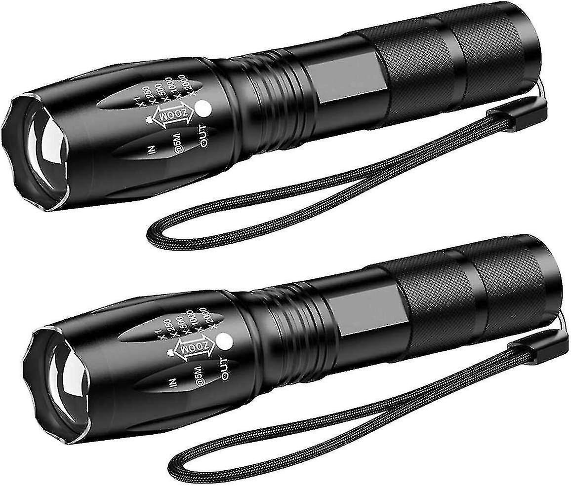 Led Tactical Flashlight 5 Modes Zoomable 2-Pack