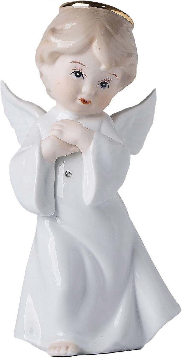 Angel Ceramic Collectible Figurines for Home Decor Accents, Garden Cute Small White Statues Cherubs