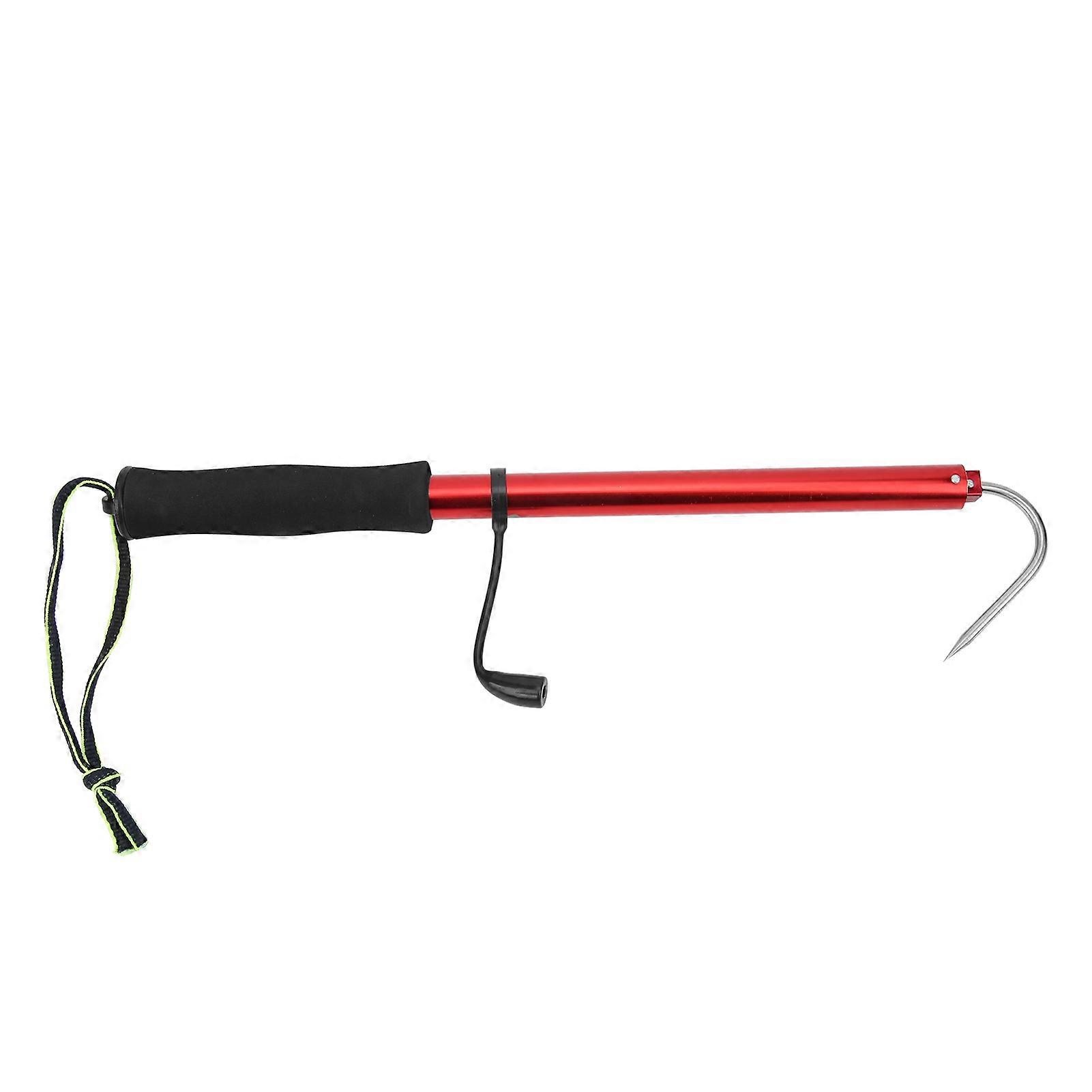 Portable Telescopic Fishing Gaff Aluminum Alloy with Stainless Steel Hook, Red, 90cm