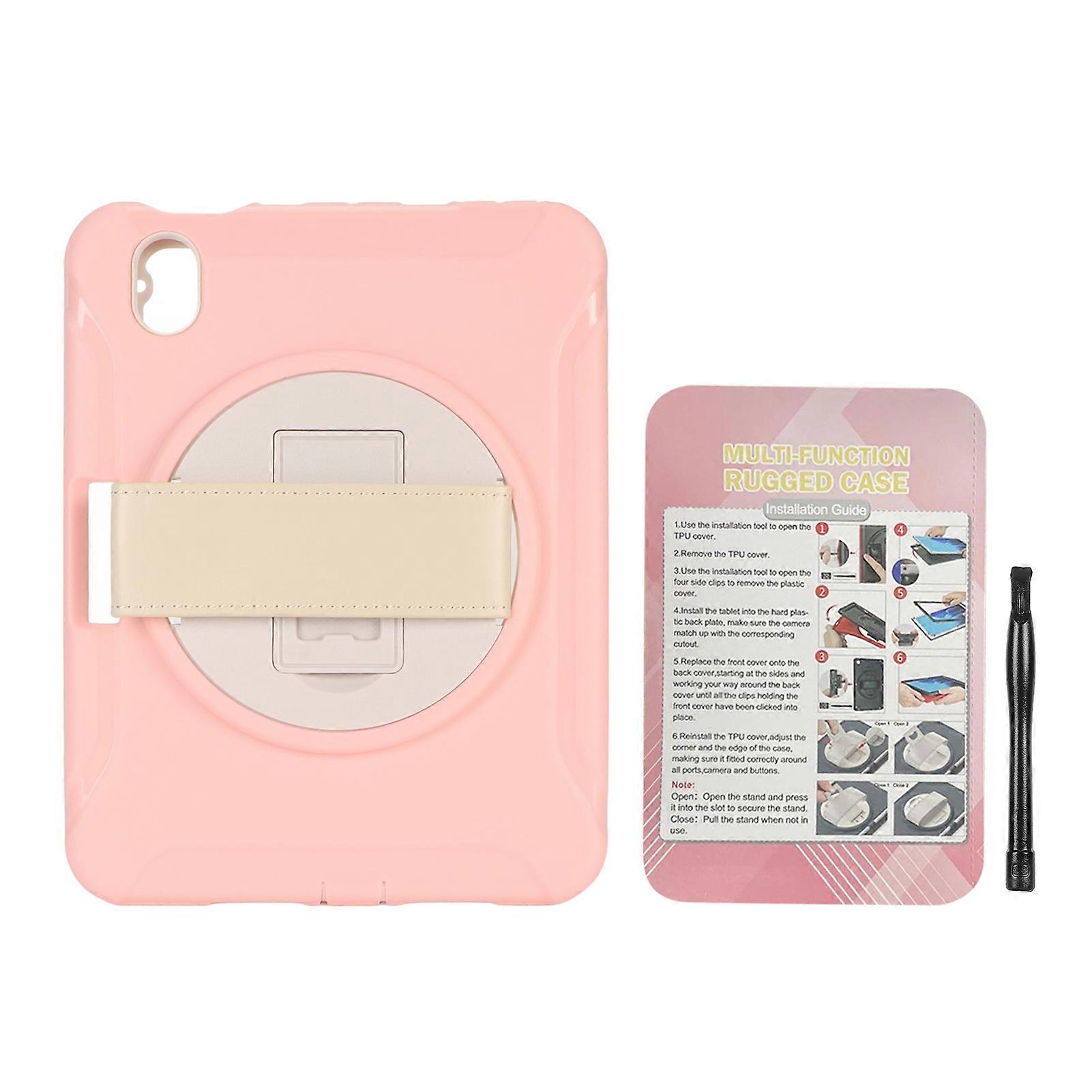Tablet Case Multifunction Shockproof High Hardness Tablet PC Case with Pen Slot Strap Bracket for IOS Tablets Mini6 Pink