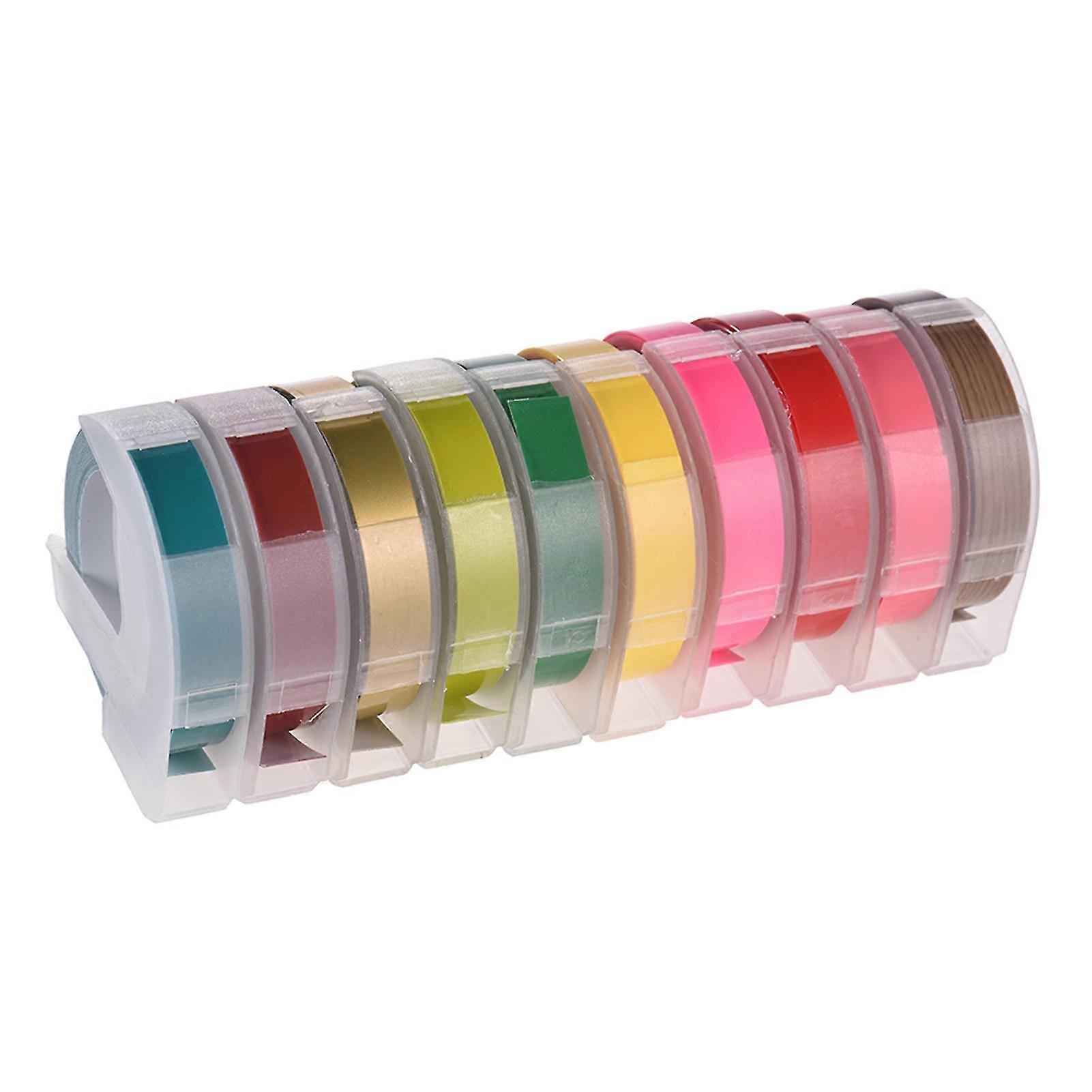 3D Plastic Embossing Label Tape Refill for DYMO 12965 1610 Label Maker with 3/8 Inch * 9.8 feet, 10 Roll (Random Color Delivery)
