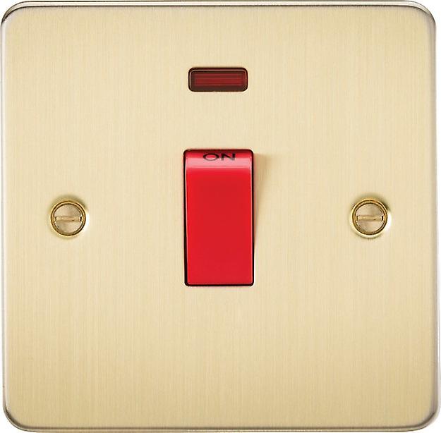 Knightsbridge Flat Plate 45A 1G DP switch with neon - brushed brass - FP8331NBB