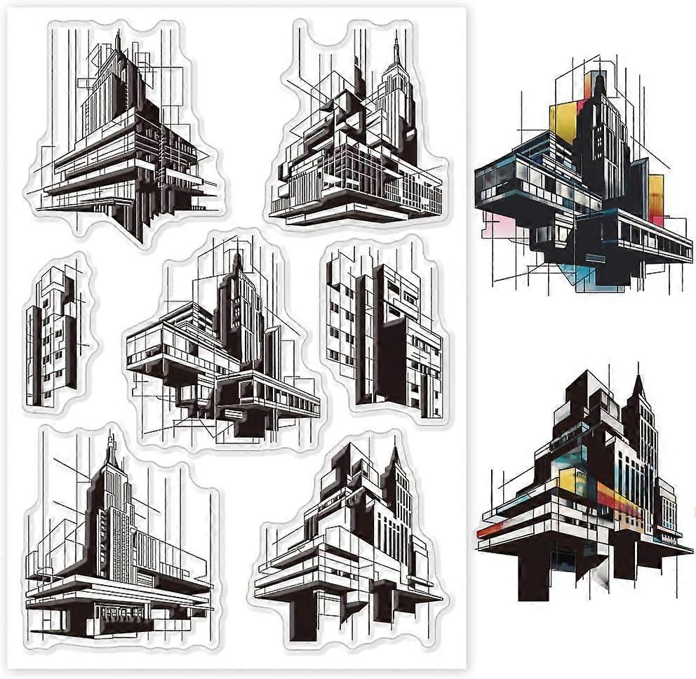Geometry Architecture Clear Stamps for Cards Making Building Clear Stamp Seals Transparent Stamps for DIY Scrapbooking Photo Album Journal Home Decora