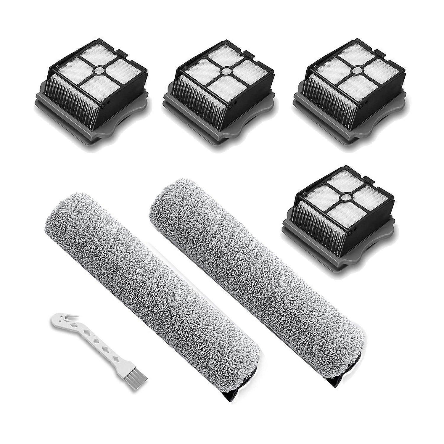 for IFloor 3/Floor One S3 Cordless Vacuum Cleaner, 2 Pack Brush Rollers + 4 Pack Vacuum Filters