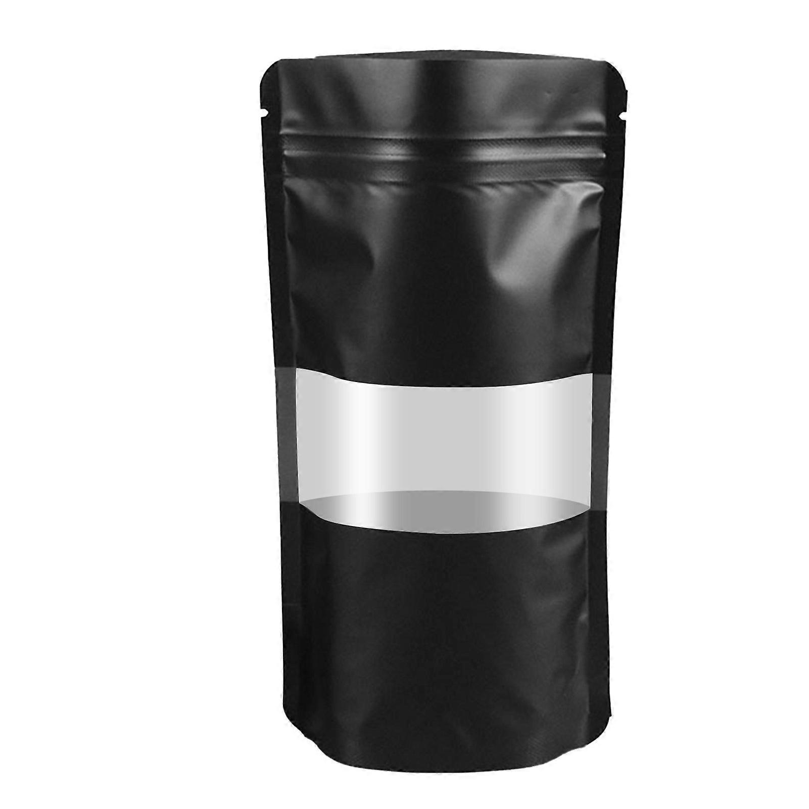 50stk plast madopbevaringspose med vindue Stand Up Lynlåslås Forsegling Emballage Poser Sort mat 10x15+3cm