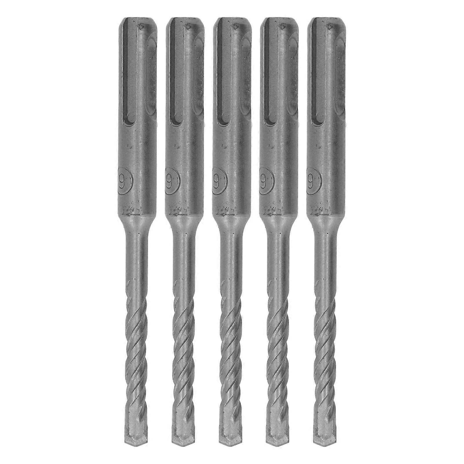 5Pcs Rotary Hammer Drill Bit Cemented Carbide Tip Spiral 2 Flutes Impact Drill Bit for Brick Stone 110mm 6mm/0.24in Open Diameter