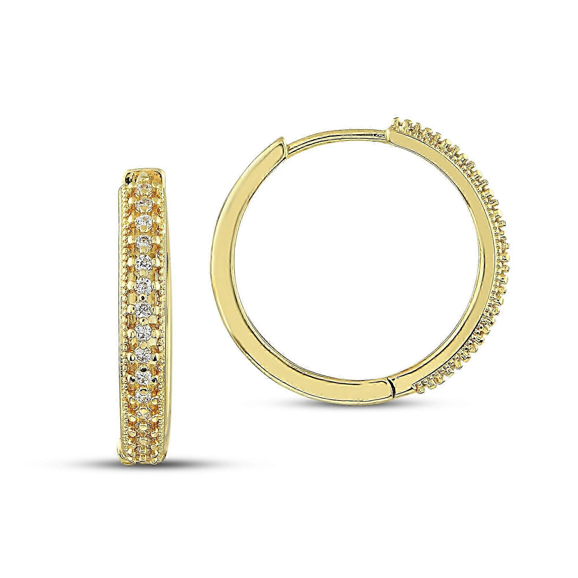 3Mm Gold Plated Cubic Zirconia Crystal Hoop Earrings