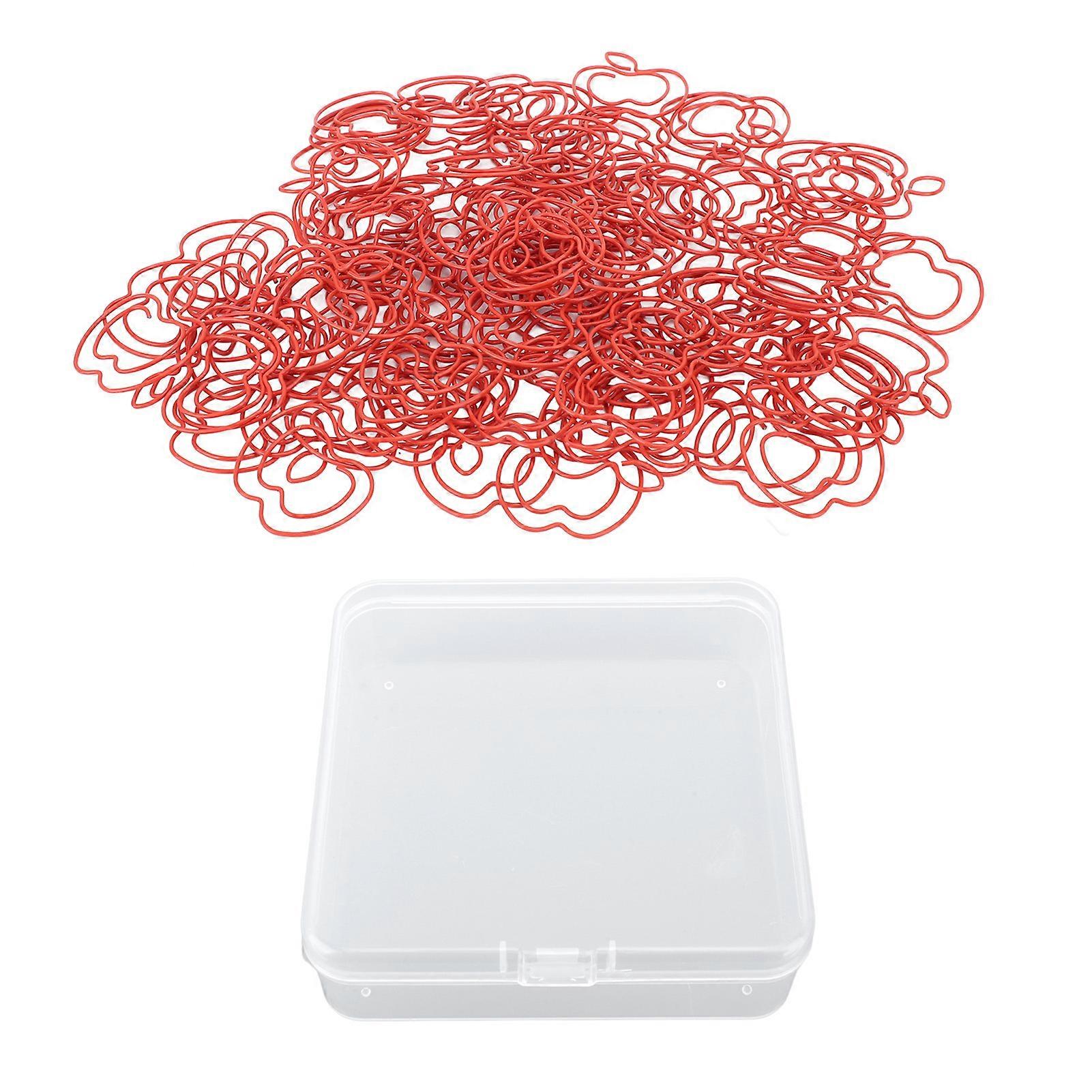 100pcs Fruit Paper Clips Cute Bookmark Pare Clips Portable Funny Small Paper Clips with Transparent Box for School Office Red