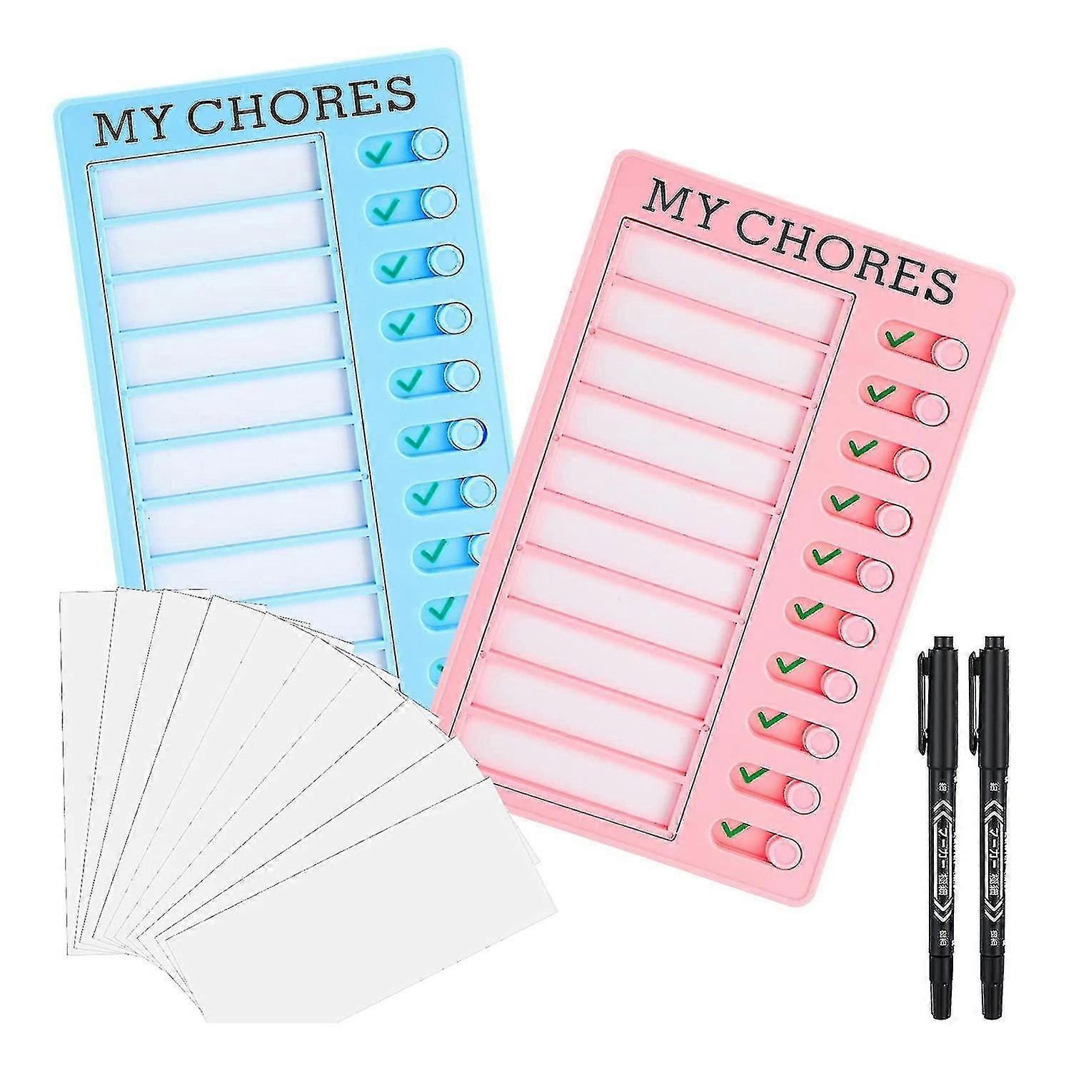 2 Pcs Chore List Board Detachable Plastic Rv Board With 10 Cardstock And 2 Black Markers For Adults