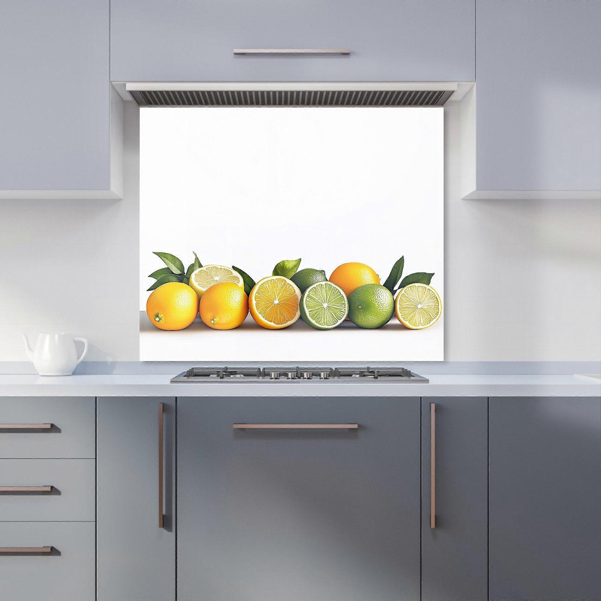 Citrus Parade On White Kitchen Splashback
