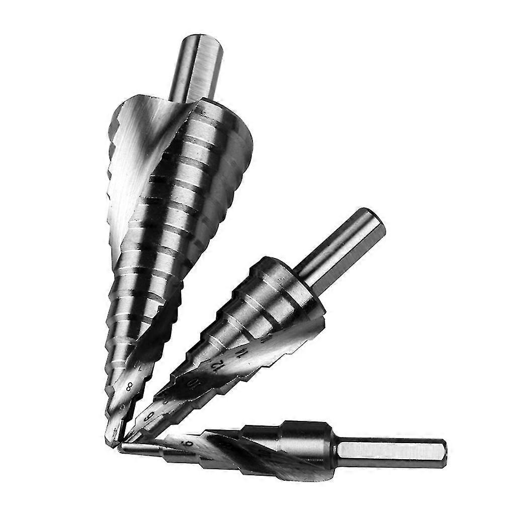 Quick Change Hss Double Spiral Grooved Step Drill Bits 3-piece Set 15 Step Size
