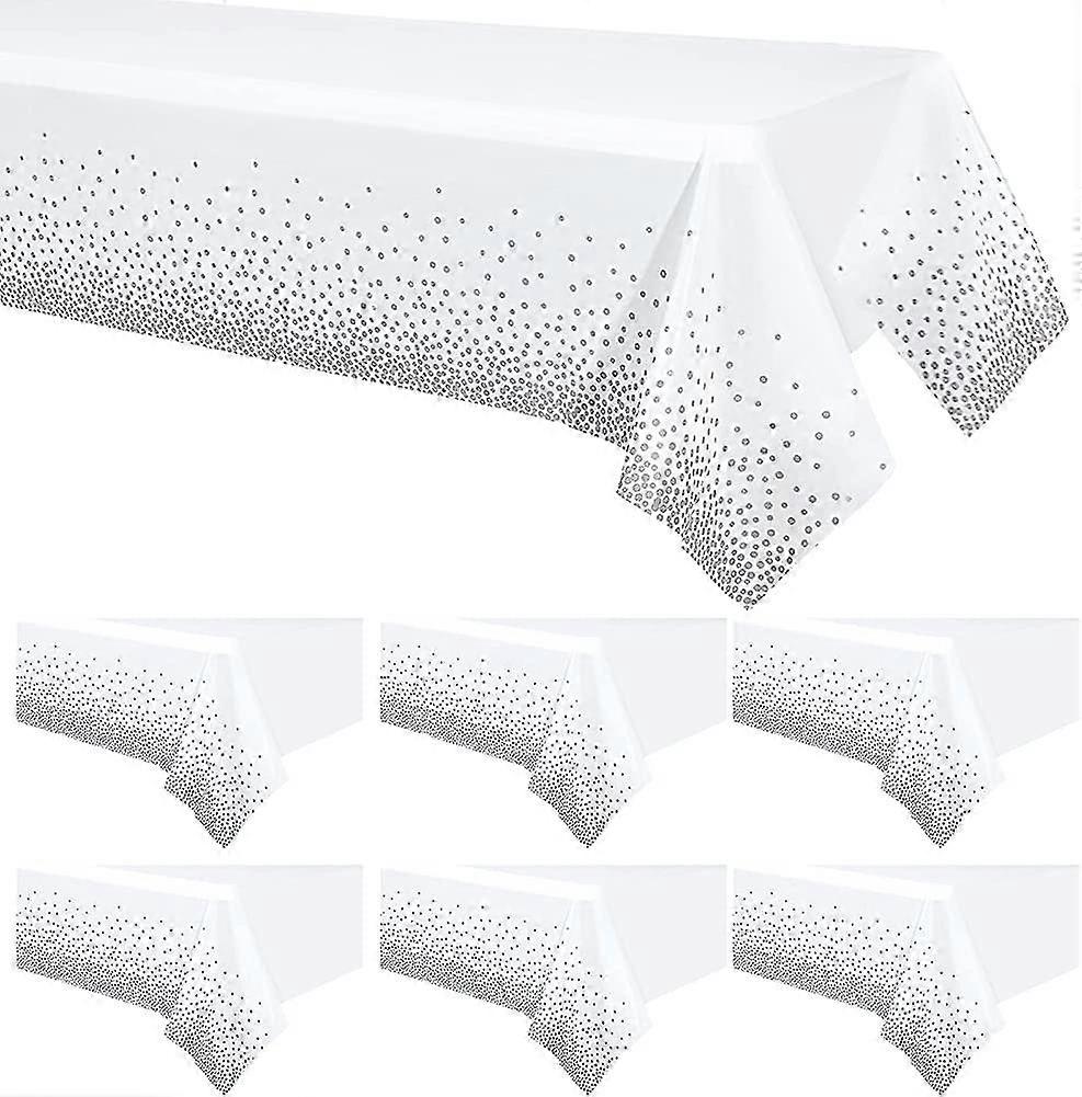 6 Pack Dot Tablecloths Table Covers 54" X 108" Silver Dot Tablecloths Party Acsergery Gift