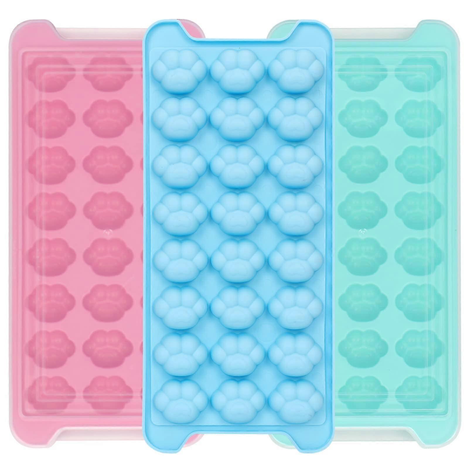 Ice Cube Tray, 3 Pack Silicone Ice Cube Tray With Lid Cute Reusable Flexible And Odorless Ice Cube Moulds Bpa Free, For Chilled Drinks, Freezer, Baby