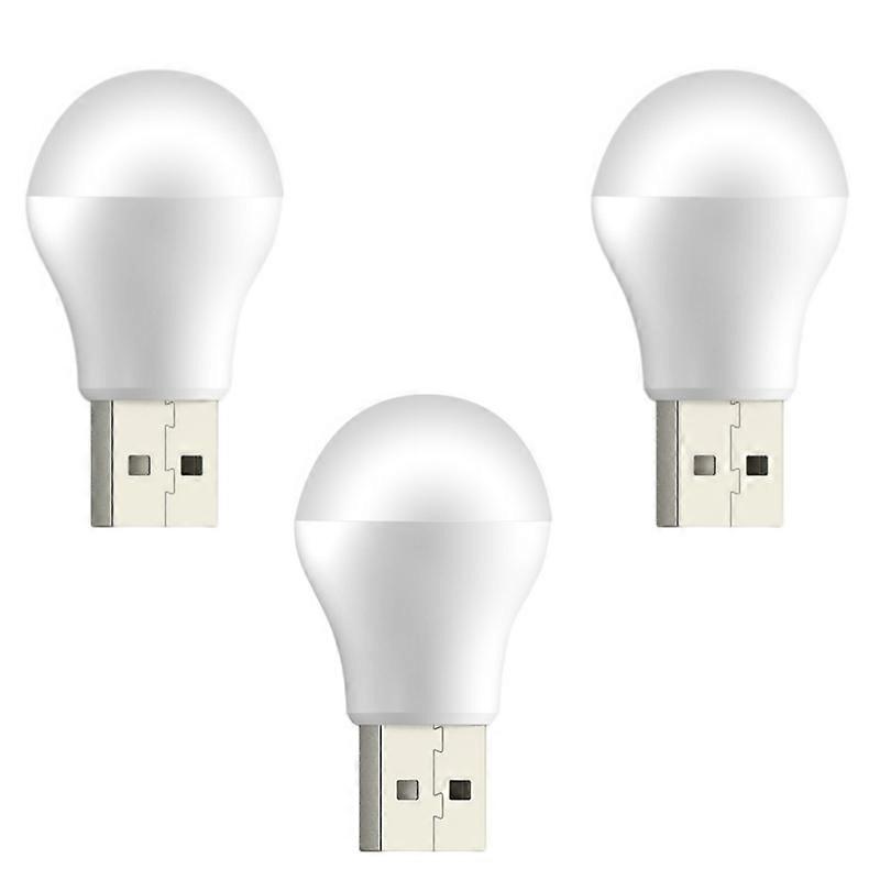 3x USB Plug Lamp LED Eye Protection Reading Light Computer Mobile Power Charging USB Small Book Lamp Round Night Light