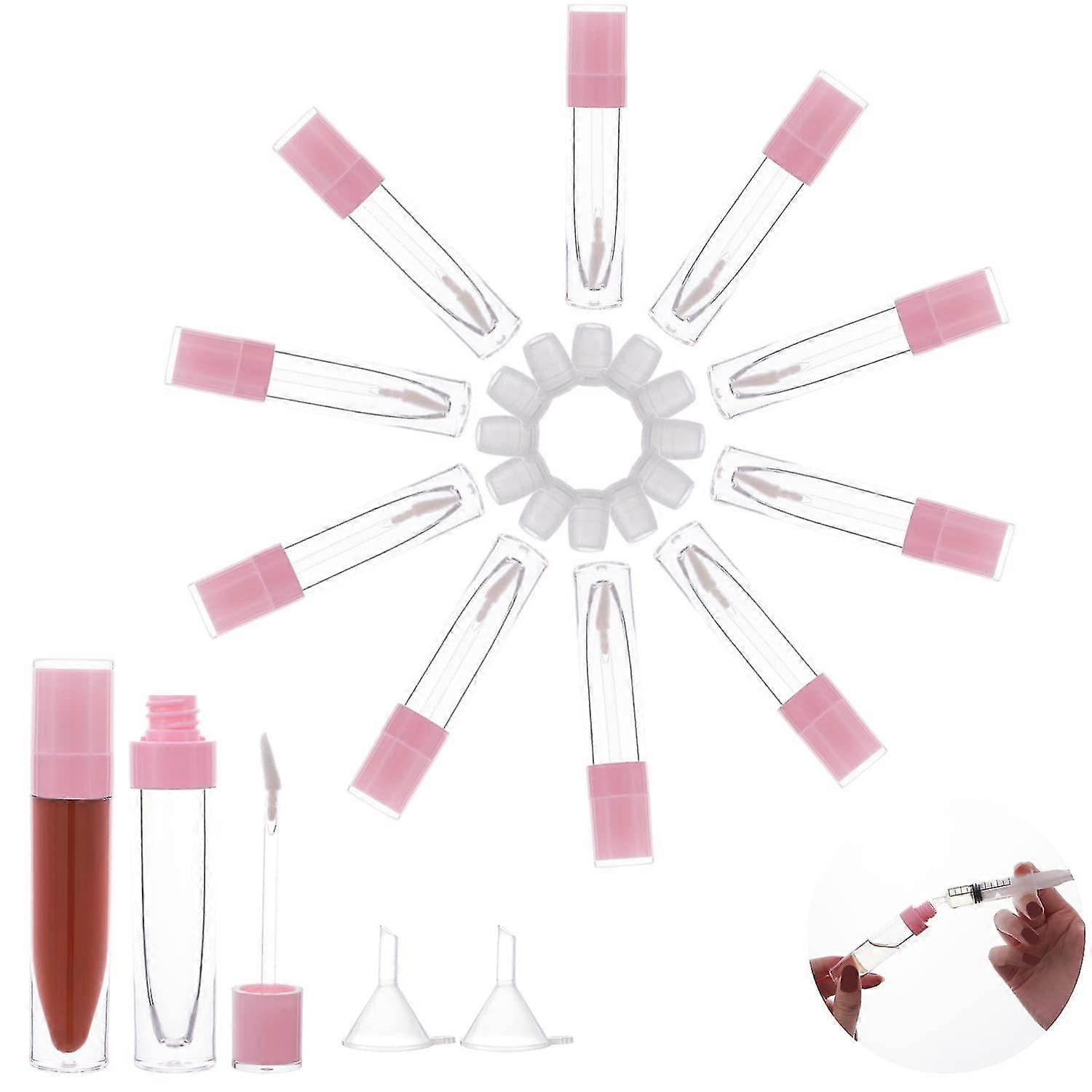 10 Pcs Refillable Empty Lip Gloss Tubes With Wand, 6.4ml Lip Balm Containers