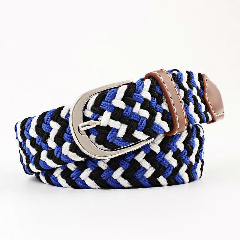 Belt canvas pattern size elastic adjustable length dark blue/white 100*2.5CM
