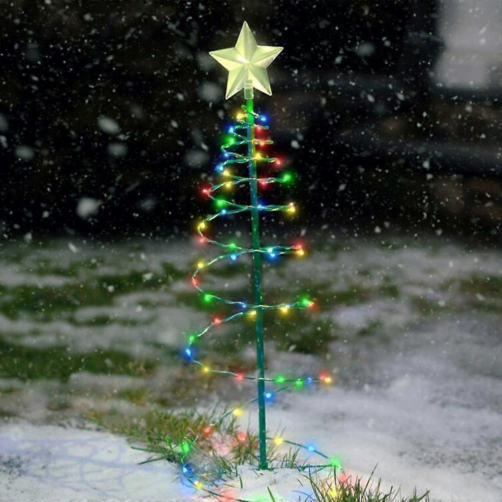 Solar Powered LED Spiral Light Christmas Tree Yard Garden Pathway Light Festive Xmas Decoration